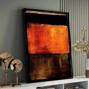 Mark Rothko Schwarz Orange gerahmte Leinwand Gemälde, Abstrakte Leinwand Wandkunst, Minimalismus Malerei, fertig zum Aufhängen der Leinwand, Zeitgenössisches Dekor