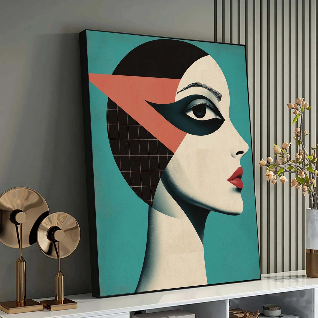 Geometric Woman Portrait Art – Modern Abstract Face, Minimalist Pop Art ...