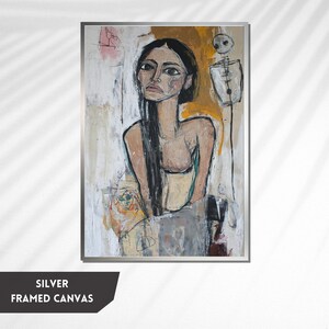 Abstract Portrait of a Woman, Expressive Canvas Art, Modern Feminine Figure, Contemporary Emotional Artwork, Unique Gift for Art Lovers image 5