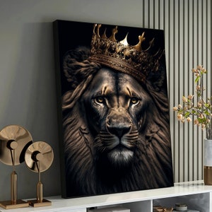 Lion Canvas Art - Ready-to-Hang Lion Portrait - Contemporary Lion Decor-Office - Ideal Gift for Lion Lovers,Ready to Hang Painting