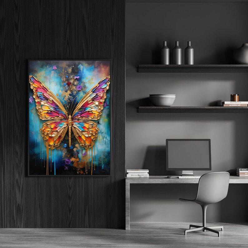 Vibrant Abstract Butterfly Canvas Art - Colorful Modern Wall Decor ...
