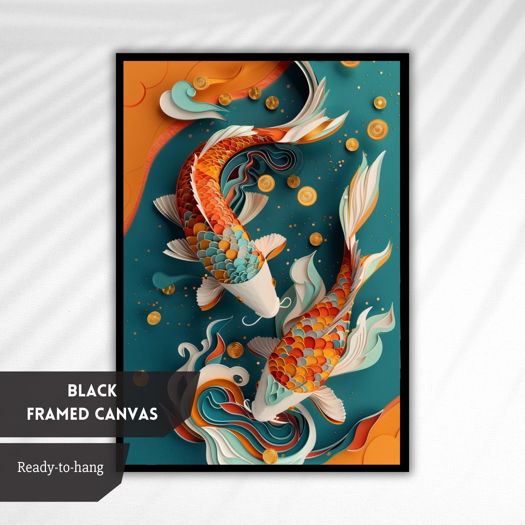 Serenity Koi Fish Canvas Print - Vibrant Oriental Garden Wall Art ...