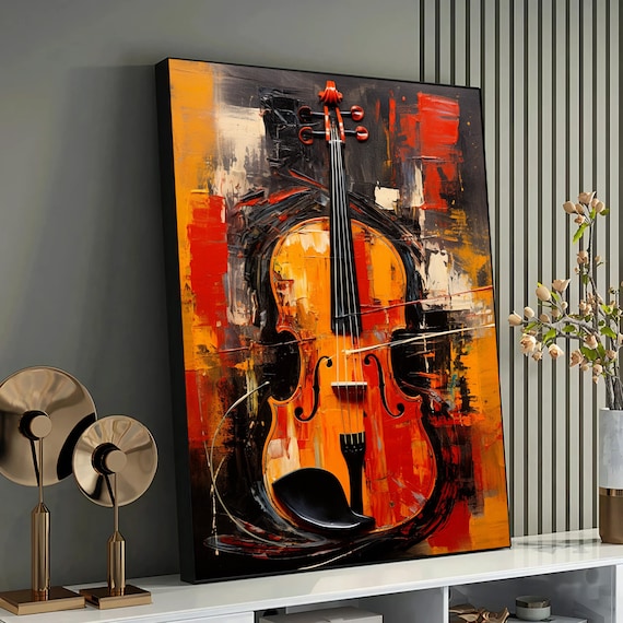 Abstract Violin Symphony - Modern Expressionist Violin Canvas Art