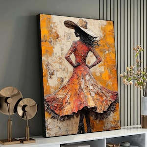 Fashion Woman Canvas,Woman in Red Dress, Modern Hat Art, Elegant Lady Canvas, Ready to Hang Wall Decor
