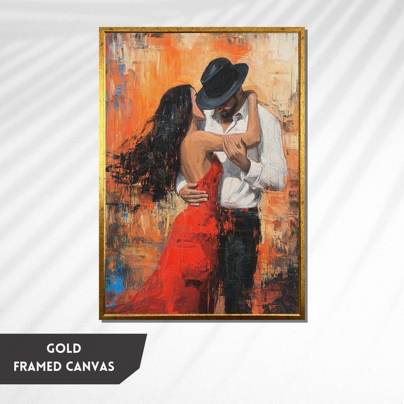 Passionate Dance Couple in Red Dress, Romantic Wall Art, Modern Love ...