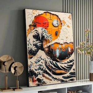 View Canvas Wall Art, Hokusai Artwork Wall Art, Japanese Artist, Great Wave Painting, Asian Inspired Decor, Gift for Art Lover