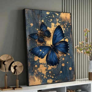 Arte animale farfalla: stampa su tela con farfalla, decorazione da parete con farfalla colorata, decorazione audace ispirata alla natura, dipinto pronto da appendere