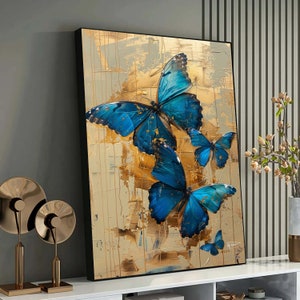 Arte animale farfalla: stampa su tela con farfalla, decorazione da parete con farfalla colorata, decorazione audace ispirata alla natura, dipinto pronto da appendere