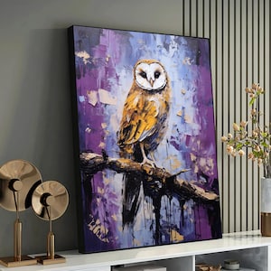 Vibrant Owl Canvas Print - Abstract Wildlife Art, Colorful Bird Wall Decor, Expressive Owl Painting, Modern Avian Artwork for Home or Office