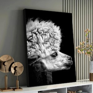 Lama Canvas Art - Ready-to-Hang Lama Portrait - Contemporary Lama Decor-Office - Ideal Gift for Lama Lovers,Ready to Hang Painting