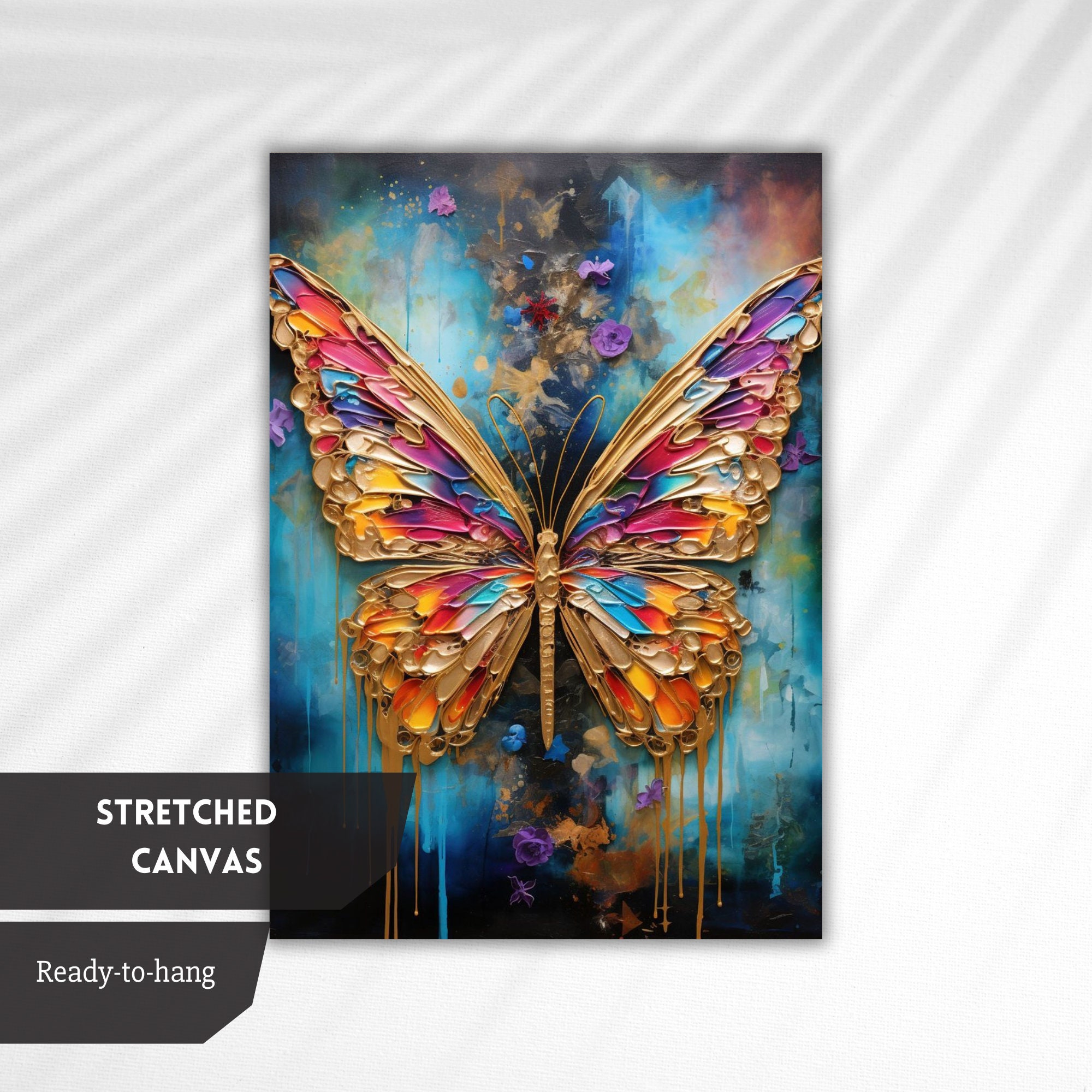 Vibrant Abstract Butterfly Canvas Art - Colorful Modern Wall Decor ...