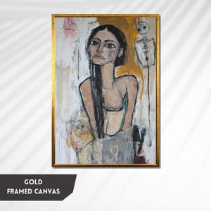Abstract Portrait of a Woman, Expressive Canvas Art, Modern Feminine Figure, Contemporary Emotional Artwork, Unique Gift for Art Lovers image 7