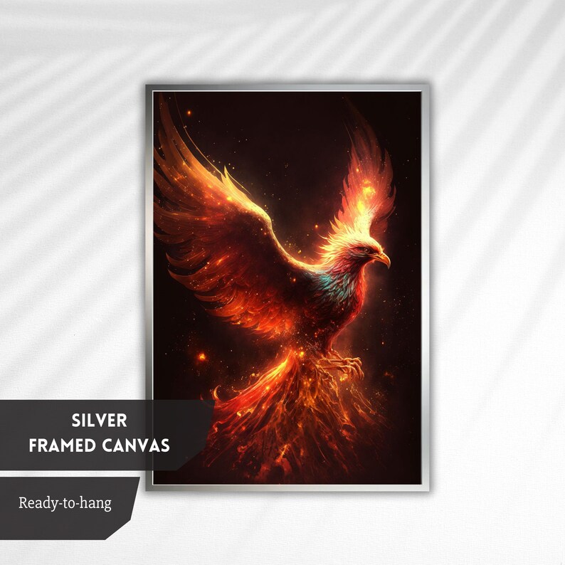Majestic Phoenix Rising Art Canvas Print,mythical Fire Bird Wall Art ...