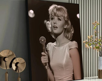 Connie Stevens, Vintage Glamour Singer Art Print - Retro Hollywood Style - Classic Vocalist in Spotlight - Nostalgic Music Performance Art