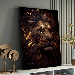 Lion Canvas Art - Ready-to-Hang Lion Portrait - Contemporary Lion Decor-Office - Ideal Gift for Lion Lovers,Ready to Hang Painting
