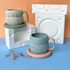 Stampo per tazza, stampo per colata di barbottina, ceramica e porcellana, kit artigianale, tazza in gesso, colata di ceramica, stampo fatto a mano,