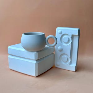 Molde para taza, molde de colada de barbotina para cerámica y porcelana, kit de manualidades, taza de yeso, colada de cerámica, molde hecho a mano,