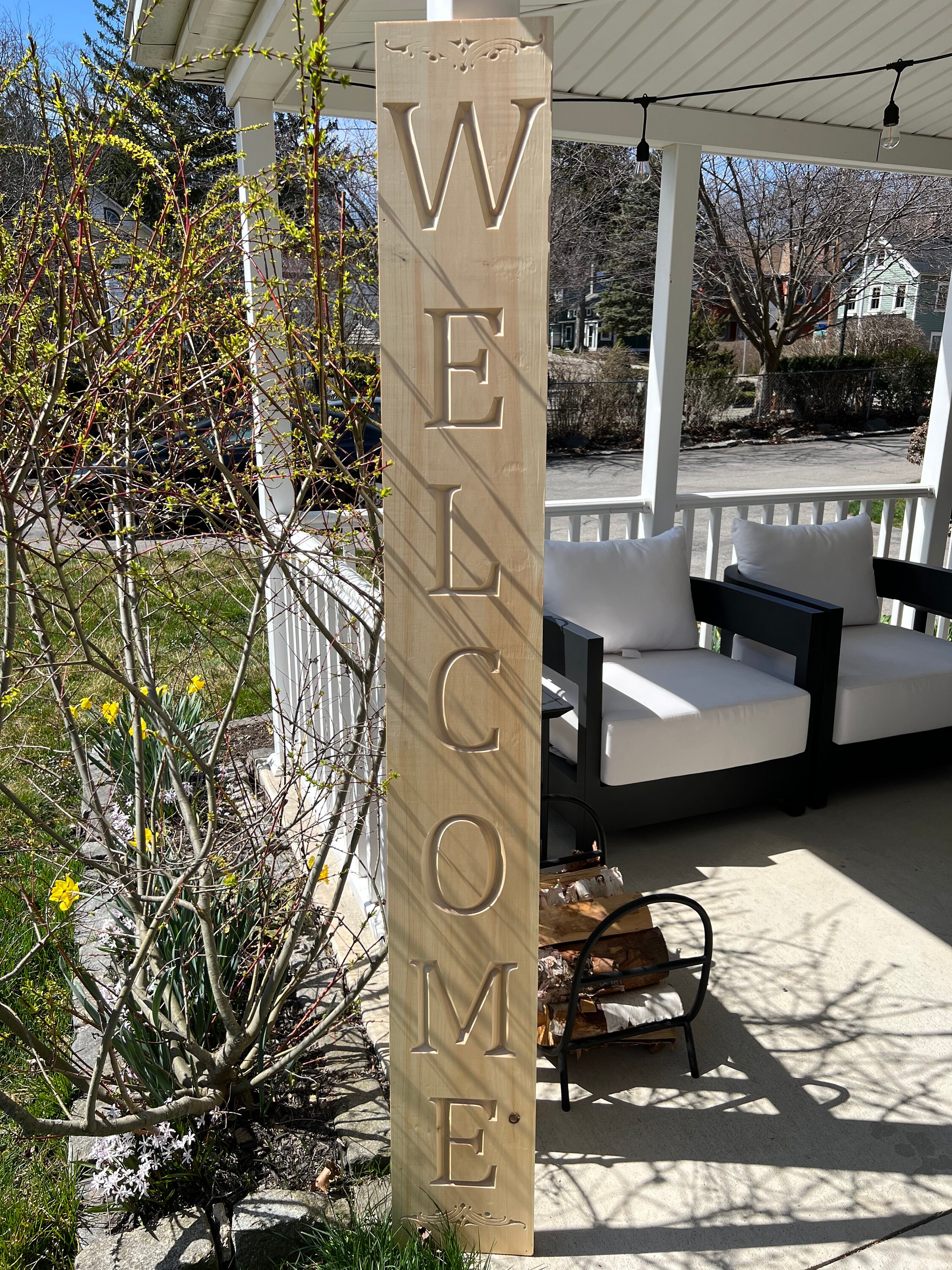 3D Welcome Leaner Carved Porch Sign Welcome Sign Porch Decor Carved ...