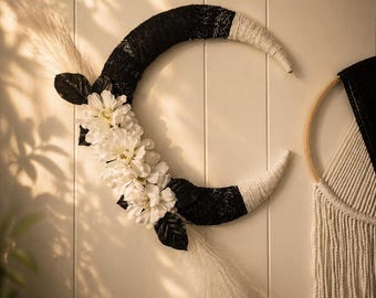 W&B Gothic Chic Moon Wreath | Moon Wreath | Wiccan Decor | 13" Wreath | Whimsigoth