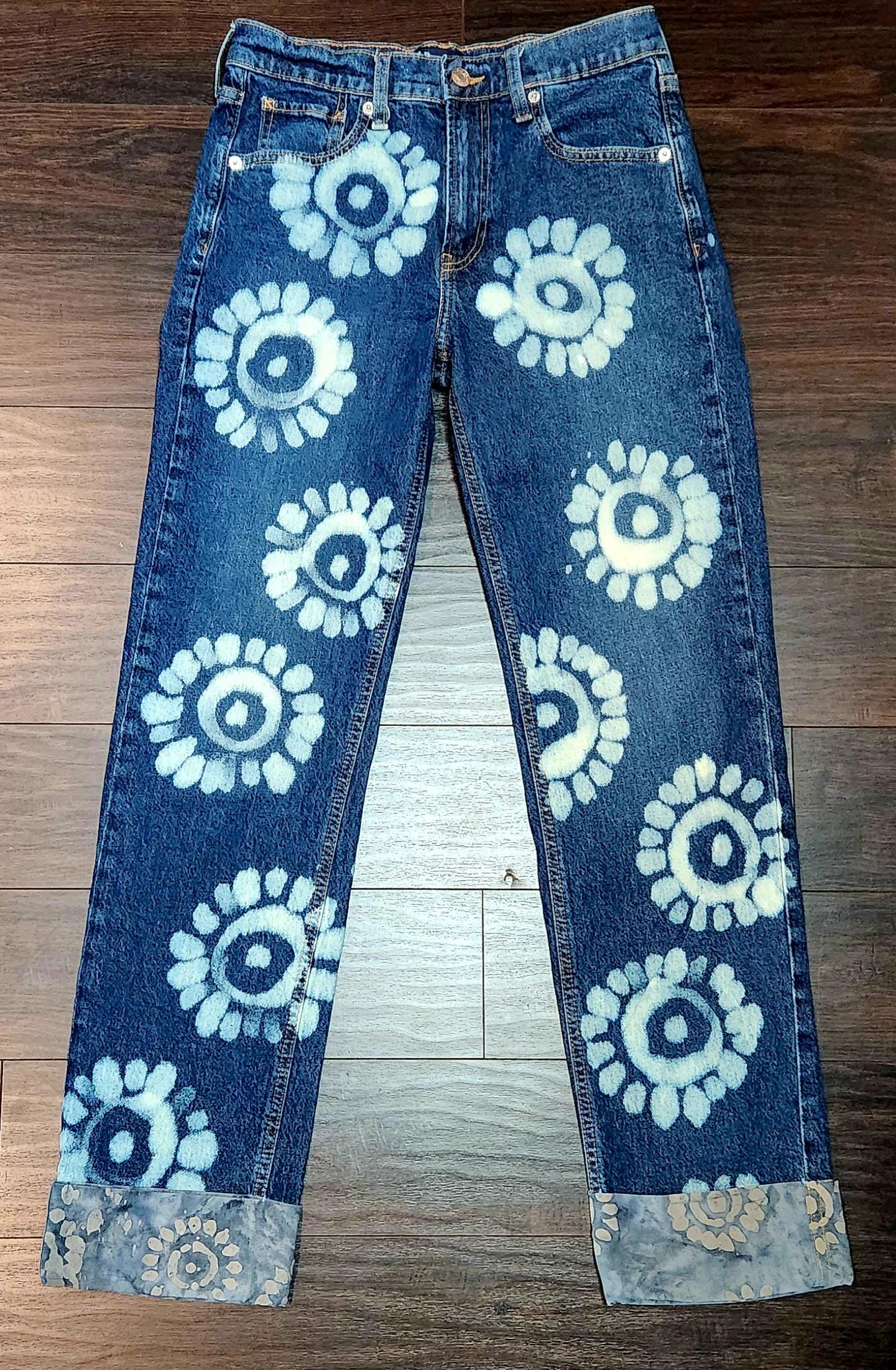 90s Painted Jeans - Etsy