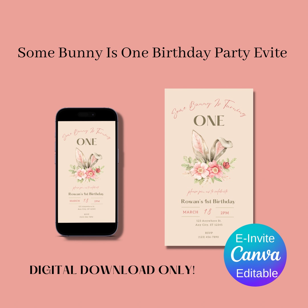 Some Bunny is One Birthday Party Evite, Birthday Invitations for a One