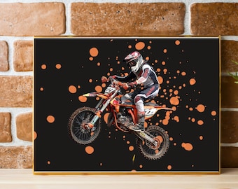 Motocross Print Dirt Bike Printable | Motorbike Splashing Through Mud | Send It | Motocross Gift | Boys Room Art | Girls Room | Sport Art