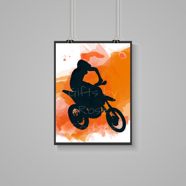 Motocross Printable | Dirt Bike | Silhouette Rider |  Instant Wall Art  | Motocross Gift | Sport Art