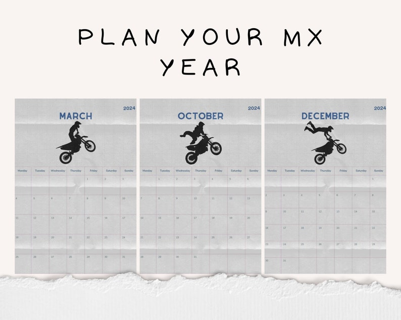 2024 Motocross Planner 2024 Motocross Printable Calendar Sheets 2024 MX