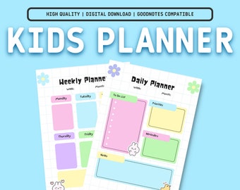writing book planner Colorful & Fun Children's Day Planner | Weekly, Hourly | 12 Color Pages | 12 Sticker | High Quality PDF | Printable |