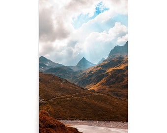 Matte Poster of dramatic Silvretta Mountain Range in Western Austrian Alps.