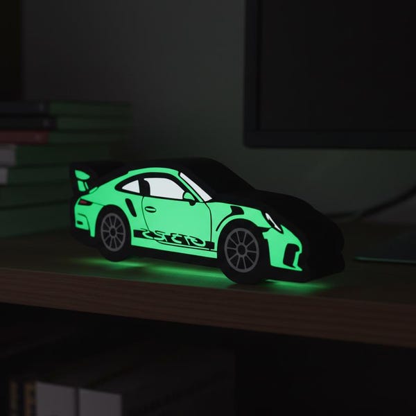Porsche GT3 RS LED Lightbox | Track Car Wall Art | Custom Color LED Supercar Light