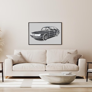 1982 Saab SPG Print  - Classic Car Line Drawing | Unique Saab Enthusiast