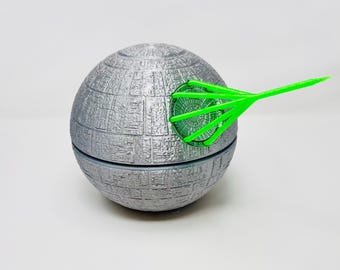 8-Inch 3D Printed Death Star Christmas Tree Topper with Green Laser, Sci-Fi Holiday Decor, PLA Tree Topper