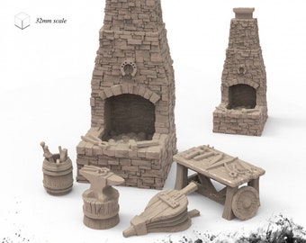 Blacksmith Tools Set | DnD Miniature Terrain | Dungeons and Dragons | D&D | Tabletop | 28mm | Scatter | PLA Filament | 3D Printed