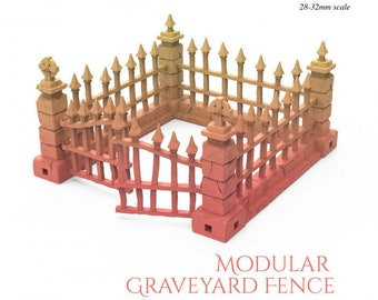 Modular Graveyard Fence | DnD Miniature Terrain | Dungeons and Dragons | D&D | Tabletop | 28mm | HiRes Resin |