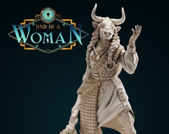 Minotaur Druid | Liosa Windhoof | 28/32mm and 75mm | HiRes Resin | DND is a Woman |
