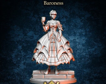 Vampire Baroness and Disguise | 28-35mm | HiRes Resin | Village’s Hope Miniatures