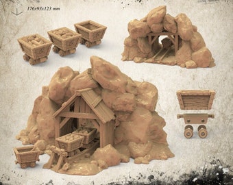 Mine Entrance | DnD Miniature Terrain | Dungeons and Dragons | D&D | Tabletop | Warhammer | 28mm | Scatter | PLA Filament |