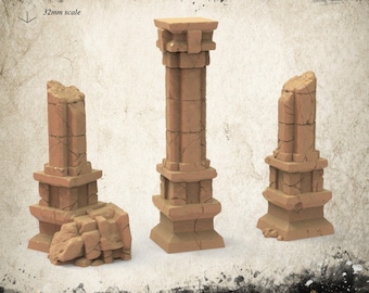Columns | DnD Miniature Terrain | Dungeons and Dragons | D&D | Tabletop | 28mm | Scatter | PLA Filament | 12k HiRes Resin |