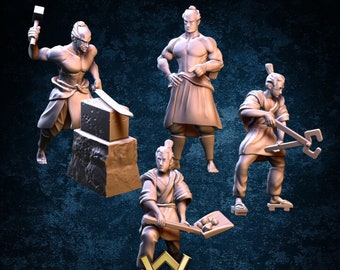 Blacksmith and Helper Pack | 28-35mm | HiRes Resin | Village’s Hope Miniatures