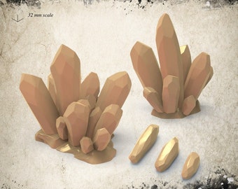 Set of Crystals | DnD Miniature Terrain | Dungeons and Dragons | D&D | Tabletop RPG | 28mm | Scatter | 12k Hi-Res Resin | PLA Filament |