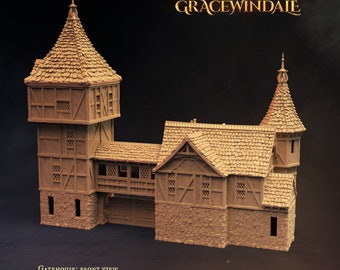 Gatehouse | DnD Miniature Terrain | Dungeons and Dragons | D&D | Tabletop | Warhammer | 28mm | Scatter | PLA Filament | 12k HiRes Resin