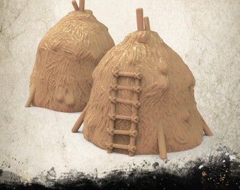 Set of Haystacks | DnD Miniature Terrain | Dungeons and Dragons | D&D | Tabletop | 28mm | Scatter | 12k Hi-Res Resin |