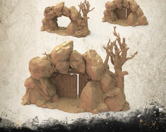 Cave Entrance | DnD Miniature Terrain | Dungeons and Dragons | D&D | Tabletop | Warhammer | 28mm | Scatter | PLA Filament |