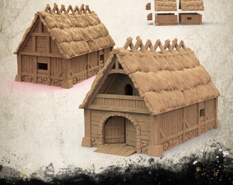 Barn | DnD Miniature Terrain | Dungeons and Dragons | D&D | Tabletop | 28mm | Scatter |