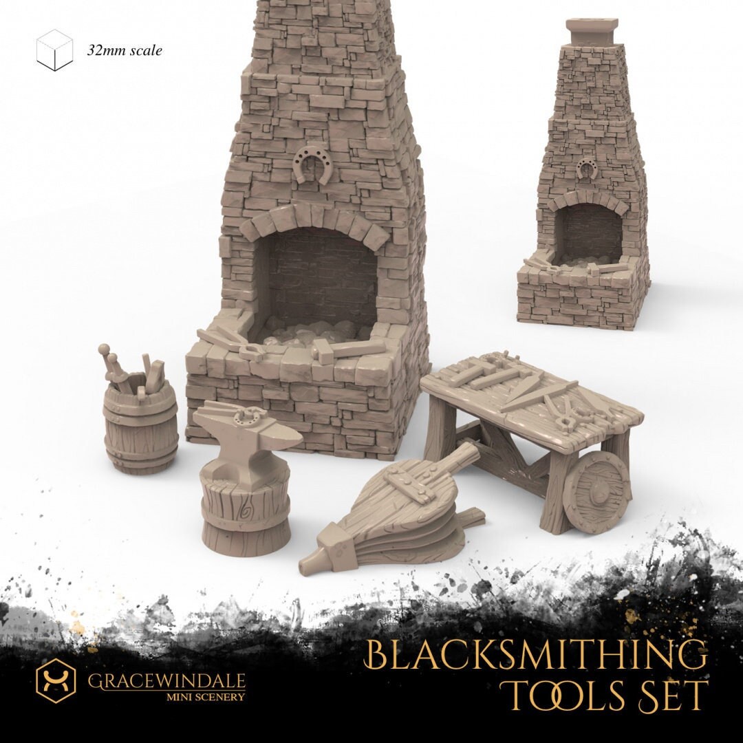 Dnd Mini Rake Blacksmith Tools Set | Dnd Miniature Terrain | Dungeons and Dragons | D ...