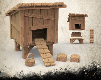 Chicken Coop | DnD Miniature Terrain | Dungeons and Dragons | D&D | Tabletop RPG | 28mm | Scatter |