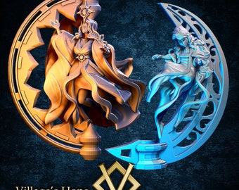 Sun and Moon Priestess | 35mm | HiRes Resin | Village’s Hope Miniatures