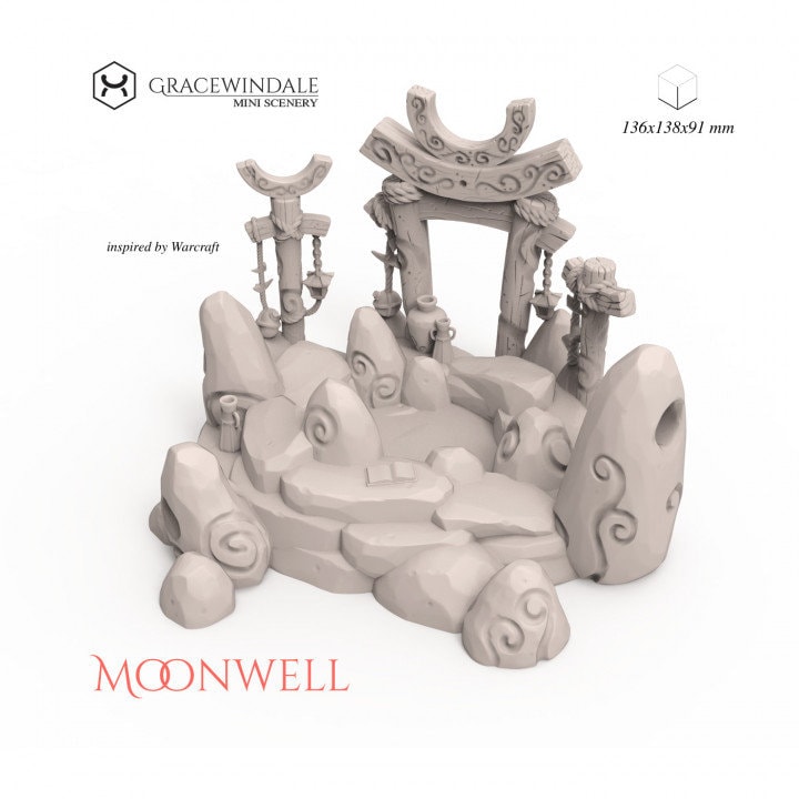 Moonwell | DnD Miniature Terrain | Dungeons and Dragons | D&D | Tabletop | 28mm | PLA Filament | 3D Printed | World of Warcraft |