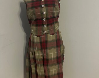 vintage 2piece plaid skirt and vest top extra small